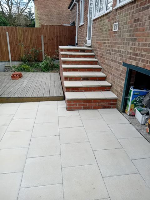 Brick garden steps and patio