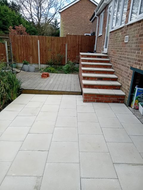 Brick garden steps and patio