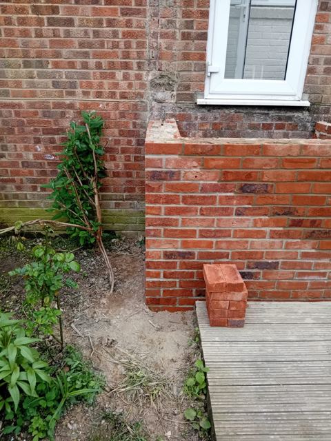 Brick garden steps construction