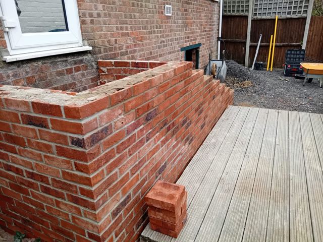 Brick garden steps construction