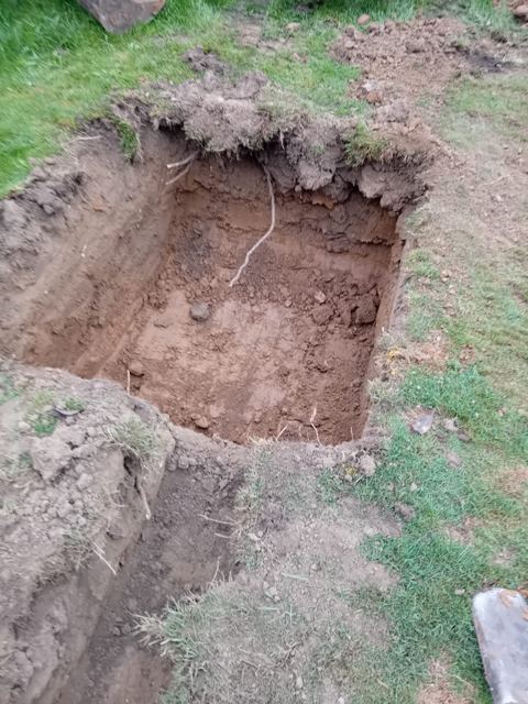 Garden soakaway excavation