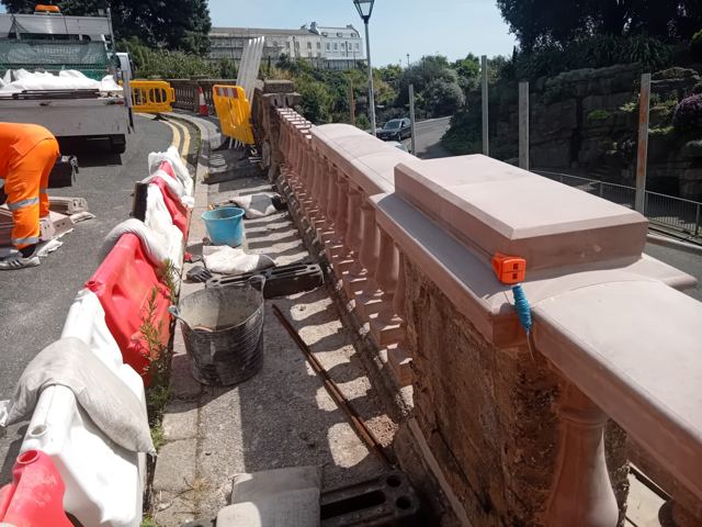 Stone balustrade installation