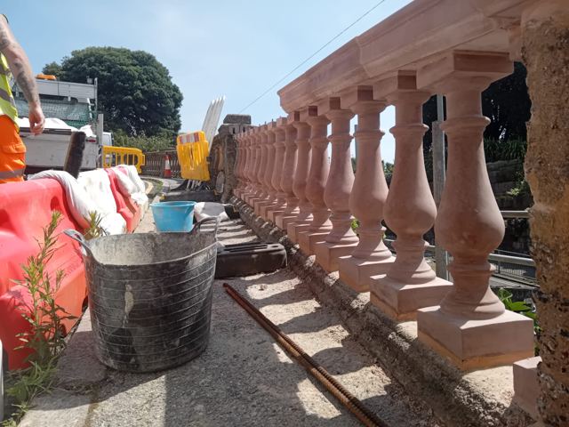 Stone balustrade installation