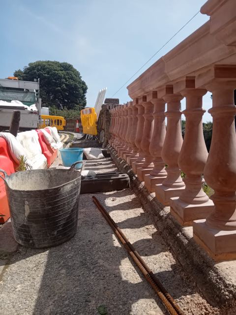 Stone balustrade installation
